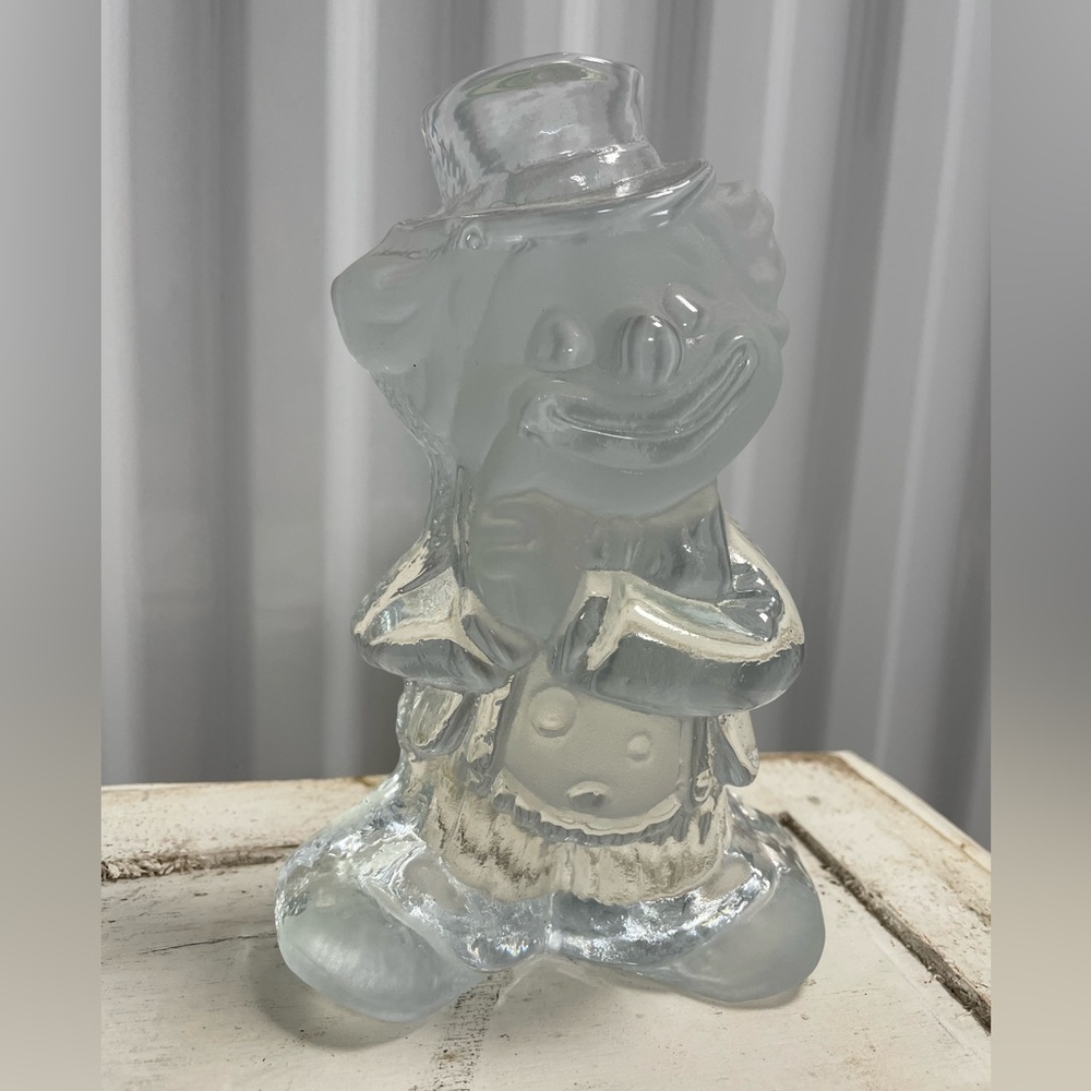 Vintage 7.5” Viking Crystal Glass Paperweight Bookend Clown - MADE IN USA